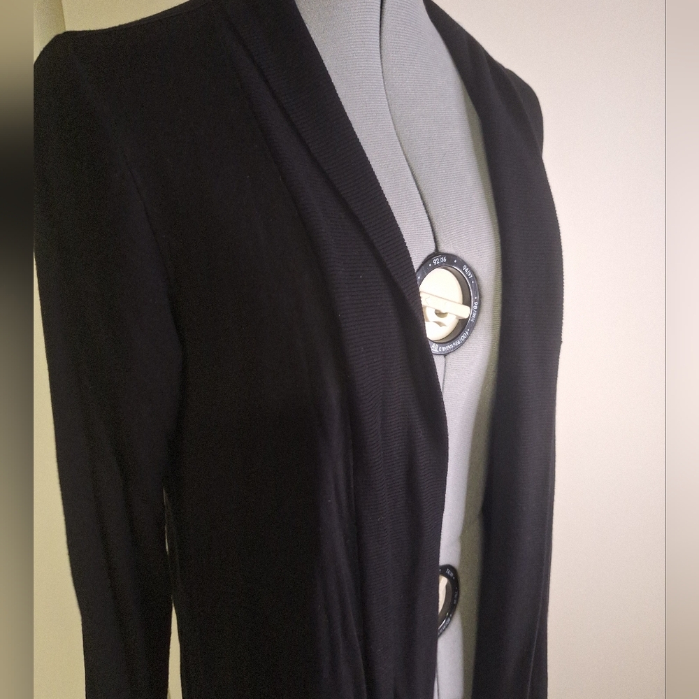 Liz Claiborne Black Knit Blazer Like Sweater. Size Med